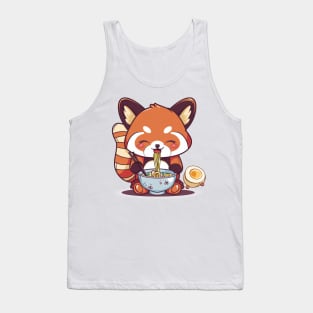 Kawaii Red Panda eating ramen Tank Top